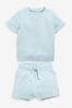 Hellblau - Einfarbiges Set aus T-Shirt und Shorts (3 Monate bis 7 Jahre)