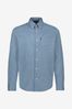 Navy Blue Easy Iron Button Down Oxford Shirt, Slim Fit Single Cuff