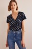 Boden Blue V-Front And Back Jersey Top