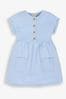 JoJo Maman Bébé Blue Spot Button Jersey Dress