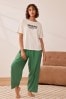 Grün Paris - Kurzärmeliger Pyjama aus Leinenmischung