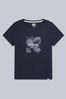 Animal Damen Carina T-Shirt aus Bio-Baumwolle mit Grafik, Blau
