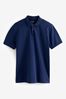 Blue Rich Slim Fit Short Sleeve Pique Polo Shirt, Slim Fit