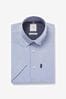 Navy Blue Easy Iron Button Down Oxford Shirt, Slim Fit Single Cuff