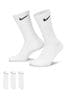 White Nike Everyday Lightweight Socks 3 Pack