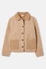 Joules Sadie Tan Brown Button Up Borg Fleece Jacket