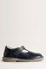 Boden Navy Leather T-Bar School Shoes