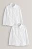Weiß - Premium Langärmelige, taillierte Stretch-Schulhemden mit hohem Baumwollanteil, 2er-Pack (3-18yrs)