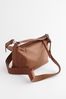 Tan Brown Leather Zip Cross-Body Bag