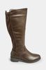 Yours Curve Brown Extra Wide Fit Stretch PU Knee Boots, Extra Wide Fit
