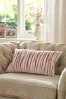 Pink 40 x 59cm Cut Velvet Stripe Cushion, 40 x 59cm