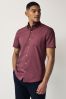 Damson Pink Regular Fit Short Sleeve Easy Iron Button Down Oxford Shirt, Regular Fit