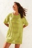 Lime Green Crochet Cover Up T-Shirt Dress