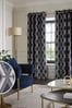 Grey Collection Luxe Heavyweight Geometric Cut Velvet Curtains, Eyelet Lined