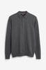 Charcoal Grey Regular Knitted Long Sleeve Polo Shirt