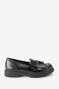 Black Cleated Fringe Loafers