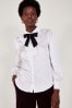 Monsoon Sally Satin Frill White Blouse