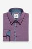 Purple Regular Fit Textured Trimmed Double Collar Shirt