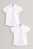 White 2 Pack Short Sleeve School Shirts (3-18yrs), Slim Fit
