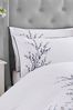 Laura Ashley Set of 2 Midnight Pussy Willow Sprig Embroidered Pillowcases