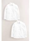 White 2 Pack Long Sleeve Stretch School Shirts (3-16yrs)