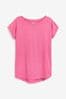 Bright Pink Round Neck Cap Sleeve T-Shirt, Regular