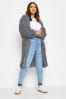 Yours Curve Blue Hooded Longline Cardigan