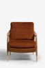 Soft Velvet Rust Brown Flinton Wooden Walnut Effect Leg Accent Chair