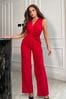 Girl In Mind Red Twist Front Wide Leg Jumpsuit