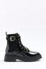 River Island Black Lace Up Buckle Boots