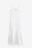 Weiß - Besticktes Maxi-Sommerkleid mit Trägern
