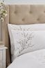 Dove Grey Laura Ashley Set of 2 Pussy Willow Sprig Embroidered Pillowcases
