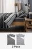Charcoal Grey 2 Pack Reversible Mono Stripe Duvet Cover and Pillowcase Set