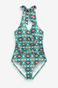 Boden Green Levanzo Ruched Halter Swimsuit