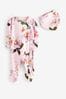 Baker by Ted Baker Mirror Floral White Sleepsuit And Hat Set