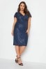 Yours Curve Blue London Sequin Wrap Shift Dress