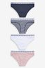 Rosa/Blauer Streifen - Bikinislips mit hohem Baumwollanteil und Logo im 4er-Pack