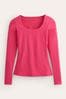 Pink Boden Double Layer Scoop Neck Long Sleeve T-Shirt
