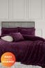 Catherine Lansfield Purple Soft Diamond Cosy and Warm Fleece Duvet Cover Set