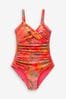 Pink/Orange Paisley Tummy Shaping Control Swimsuit