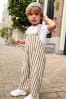 Tan Brown Striped Dungarees Set (3mths-7yrs)