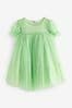 Grün - Party-Kleid aus Netzstoff (3 Monate bis 7 Jahre)