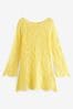 Yellow Slash Neck Crochet Beach Cover-Up