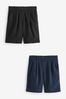 Schwarz/Marineblau - Knielange Shorts aus Leinenmischung für den Sommer 2er-Pack