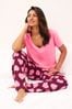 Pinkfarben mit Herzen - Kurzärmeliger Baumwoll-Pyjama