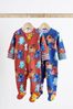 Red/Blue Footless 2 Way Zip Baby Sleepsuits 2 Pack (0mths-3yrs)