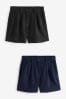 Schwarz/Marineblau - Boy Shorts aus Leinenmischung, 2er-Pack