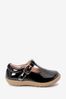 Black Patent Leather Wide Fit (G) First Walker T-Bar Shoes, Wide Fit (G)