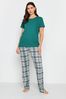 Long Tall Sally Green Check Wide Leg Pyjama Set