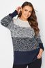 Yours Curve Blue Colourblock Jumper